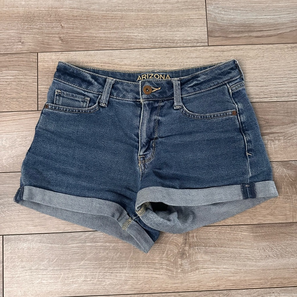 Arizona Jean Company Women's Rolled Hem Denim Shorts - Dark Blue